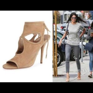 Aquazurra cutout suede heels